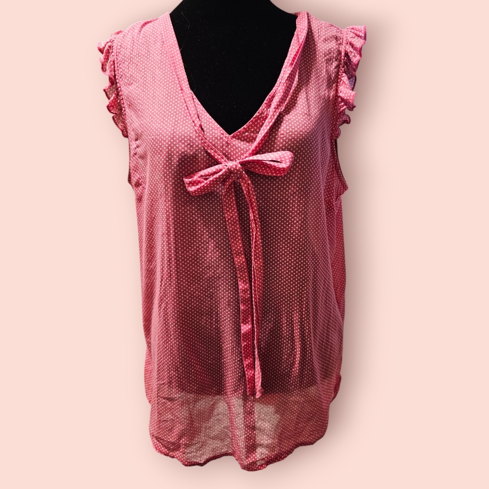 GAP Pink Polka Dot Sleeveless Blouse Size Large